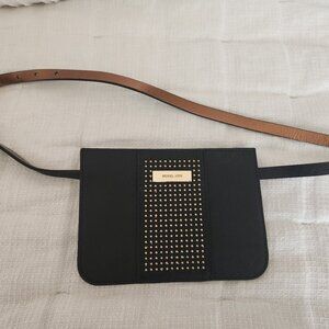 Michael Kors Black Belt Bag with Gold Studs Size M